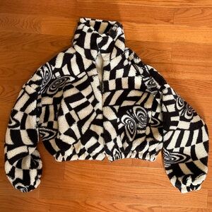 Urban Outfitters Black and White Fleece Jacket